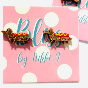 Weiner Dog Glitter Stud Earrings- More Styles Available!