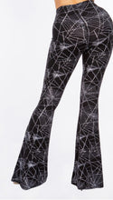 Load image into Gallery viewer, Black and White Spiderweb Print Bell Bottom Leggings
