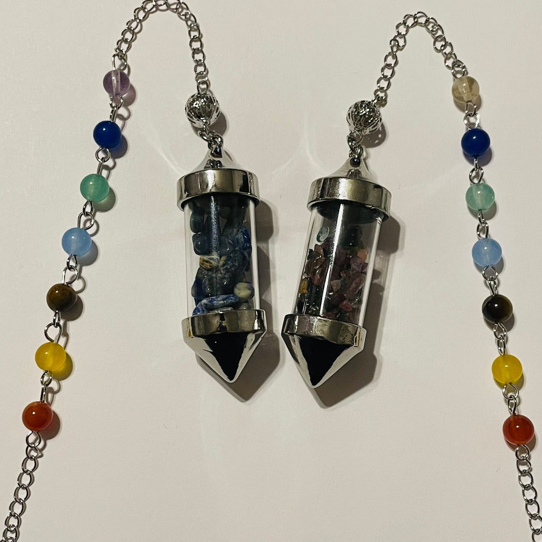 Chakra Bead and Crystal Chip Bottle Clip Pendulum- More Styles Available!