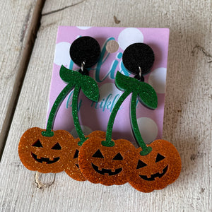 Pumpkin Cherries Acrylic Statement Earrings
