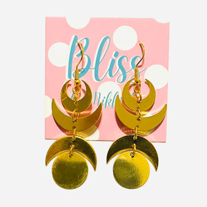 Gold Horns and Discs Earrings