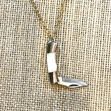 Load image into Gallery viewer, White Stone Inlaid Itty Bitty Miniature Pocket Knife Necklace
