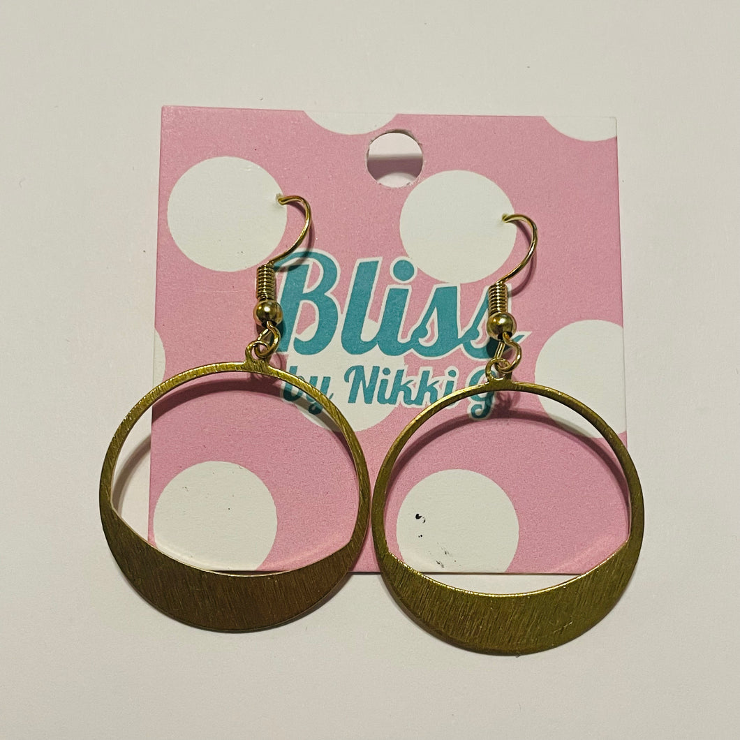 Gold Circle with Cutout Charm Earrings