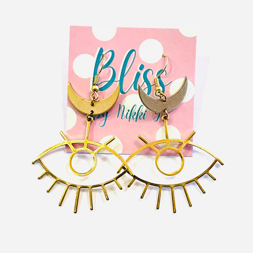 Simple Eye and Horn Statement Earrings