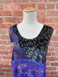 Peacock Purple Sleeveless Lace Dress