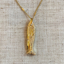 Load image into Gallery viewer, Gold Fishtail Hilt Miniature Pocket Knife Necklace
