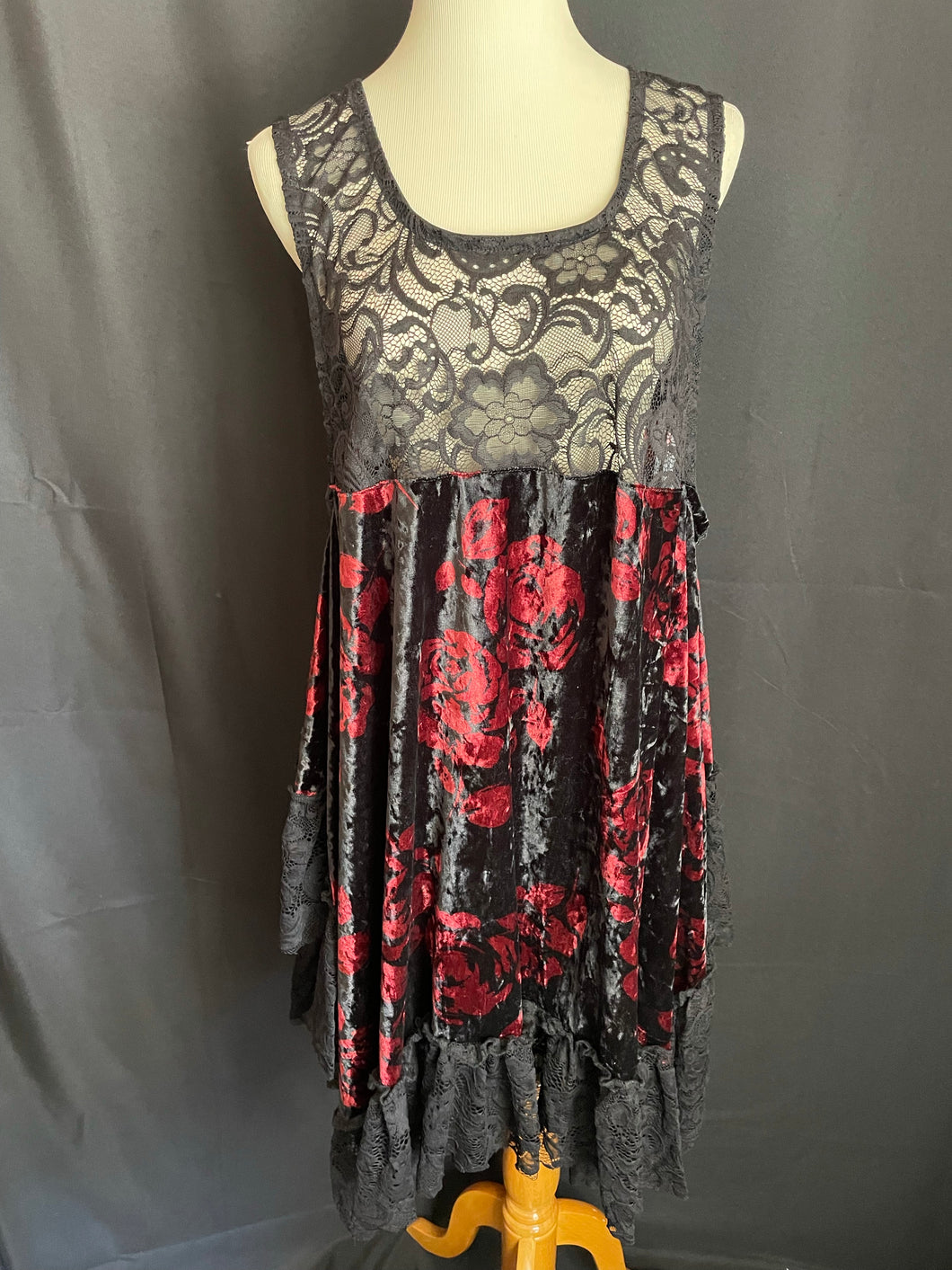 Posh Babydoll Black and Red Lace Dress