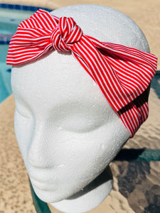 Headband Red with White Stripes