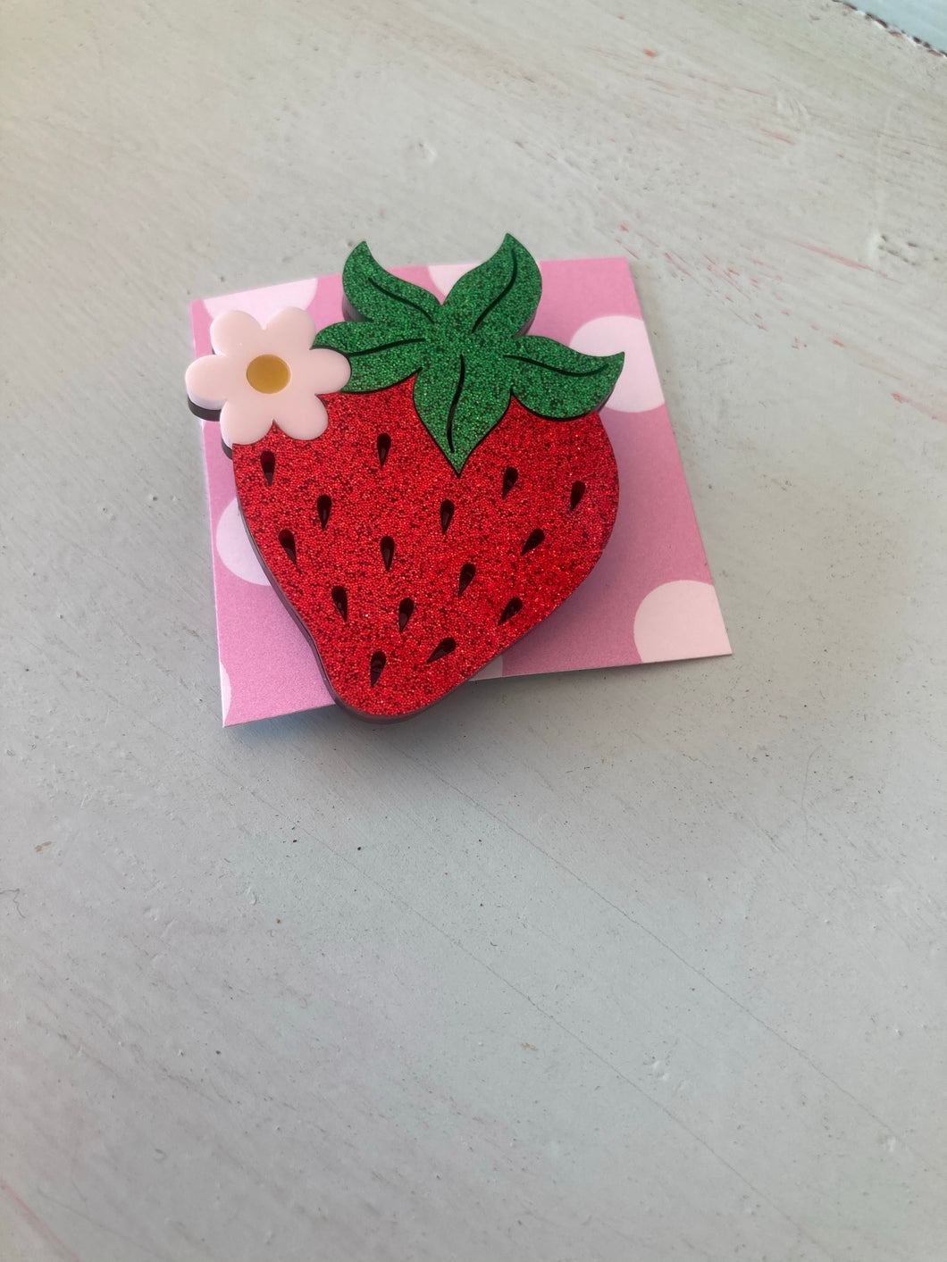 Sweet Floral Strawberry Acrylic Pin