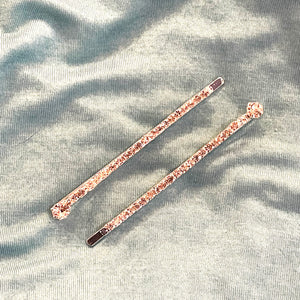 Slim Silver and Crystal Hair Pins Set of 2