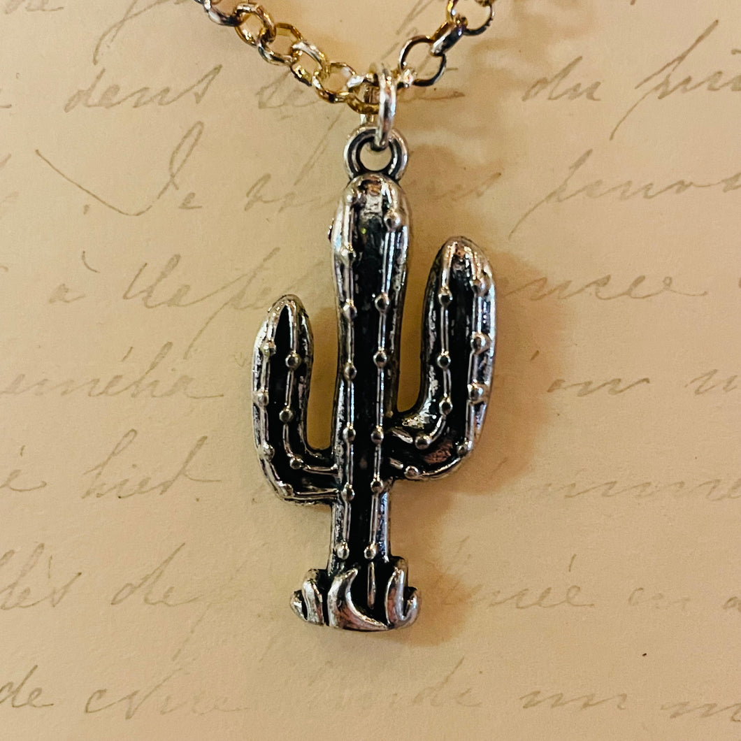Tall and Spotty Cactus Charm Necklace