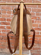 Load image into Gallery viewer, Tan, Gold, and Brown Small Custom Leather OOAK Backpack
