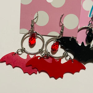 Bat and Teardrop Stone Acrylic Earrings- More Styles Available!