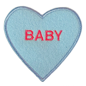 "Baby" Blue Candy Heart Patch