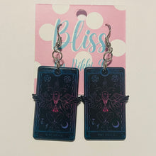 Load image into Gallery viewer, Neon Black Tarot Card Statement Earrings- More Styles Available!
