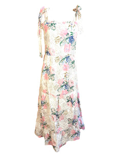 Floral Print and Eyelet Lace Maxi Dress