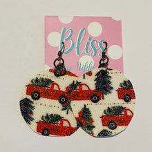 Load image into Gallery viewer, Leather Christmas Circle Earrings- More Styles Available!

