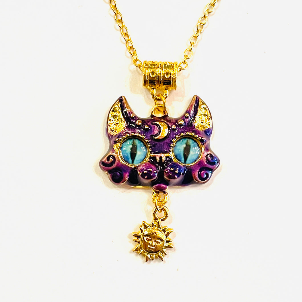 Purple Cheshire Cat Necklace