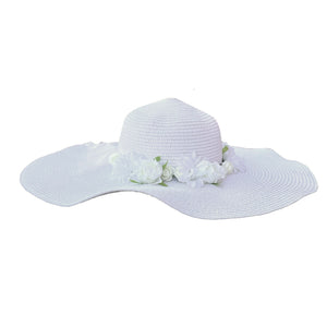 White Floral Crown Bearing Sun Hat