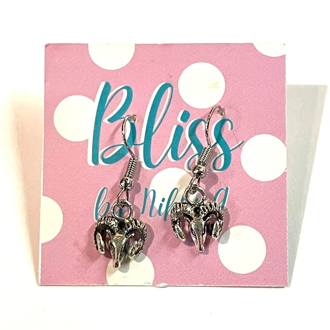 Bitty Ram's Head Charm Earrings