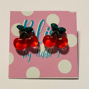 Lil Cherries Semi Translucent Stud Earrings
