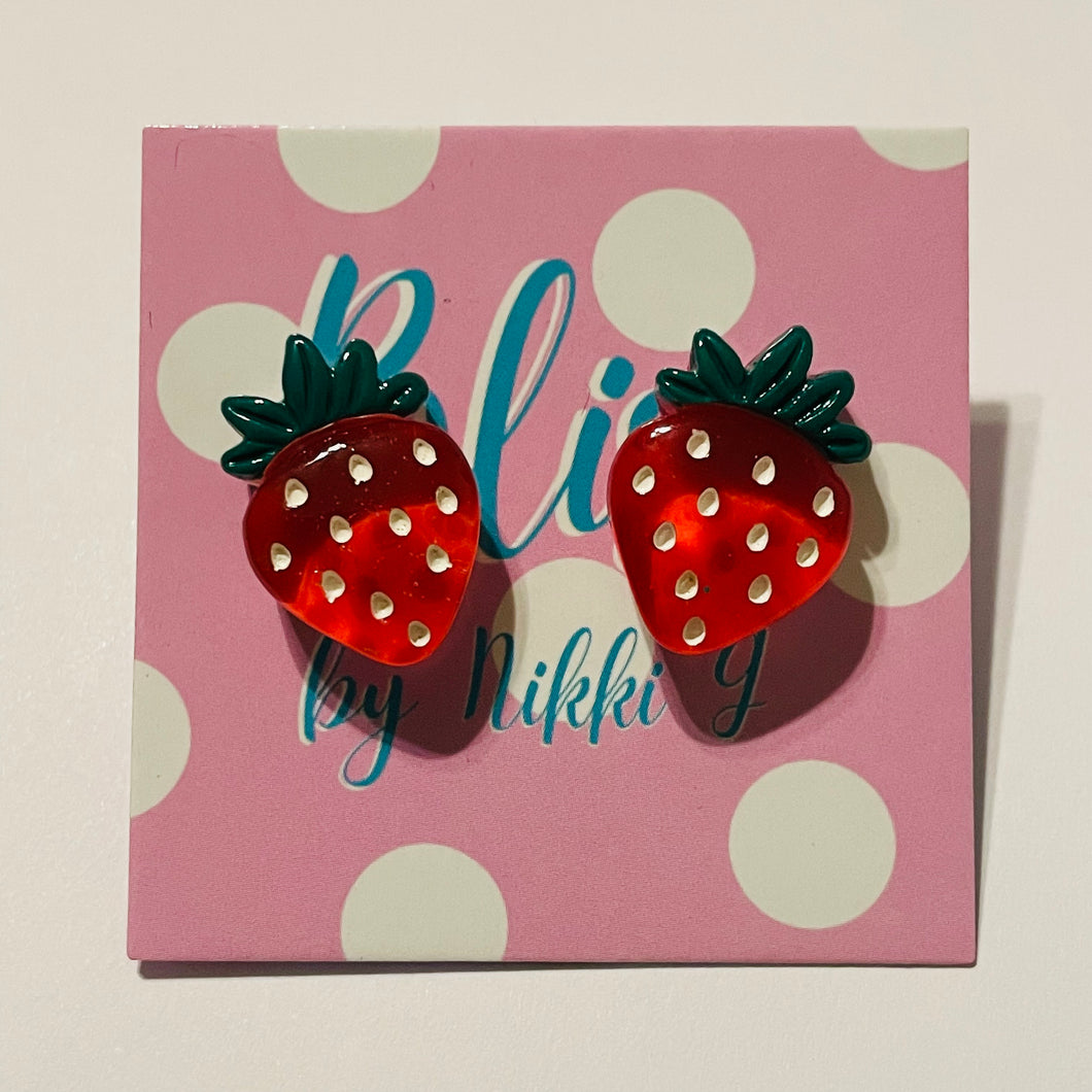 Lil Strawberries Semi Translucent Stud Earrings