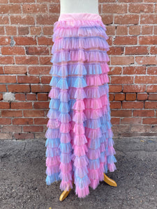 Pink and Blue Tiered Skirt