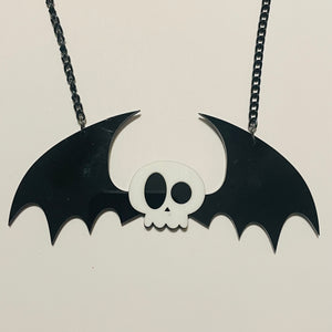 Bat Winged Skull Acrylic Statement Necklace
