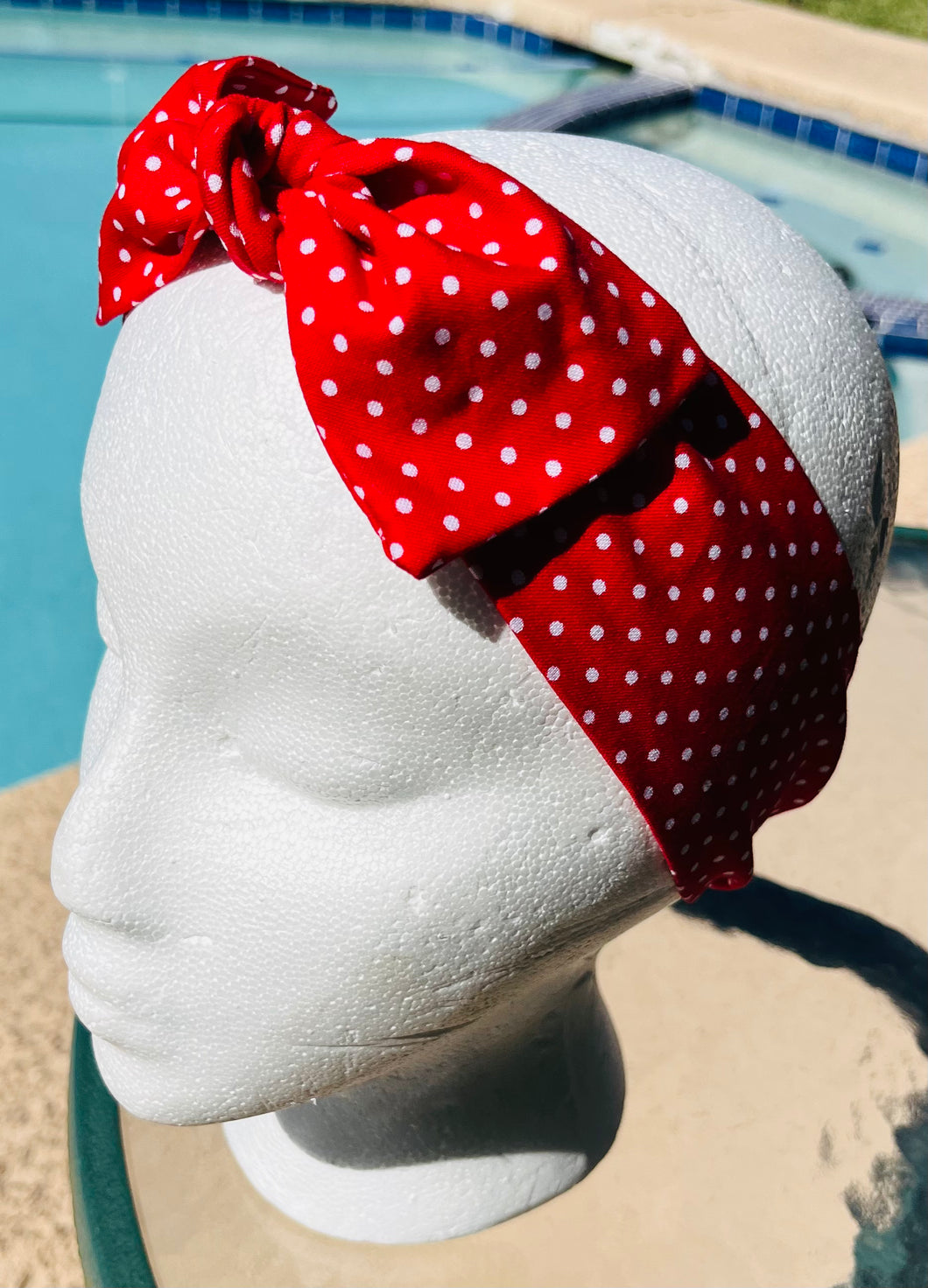 Headband Red white polka Dots