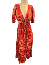 Load image into Gallery viewer, Fuchsia Floral V-Neck Cutout Maxi Dress
