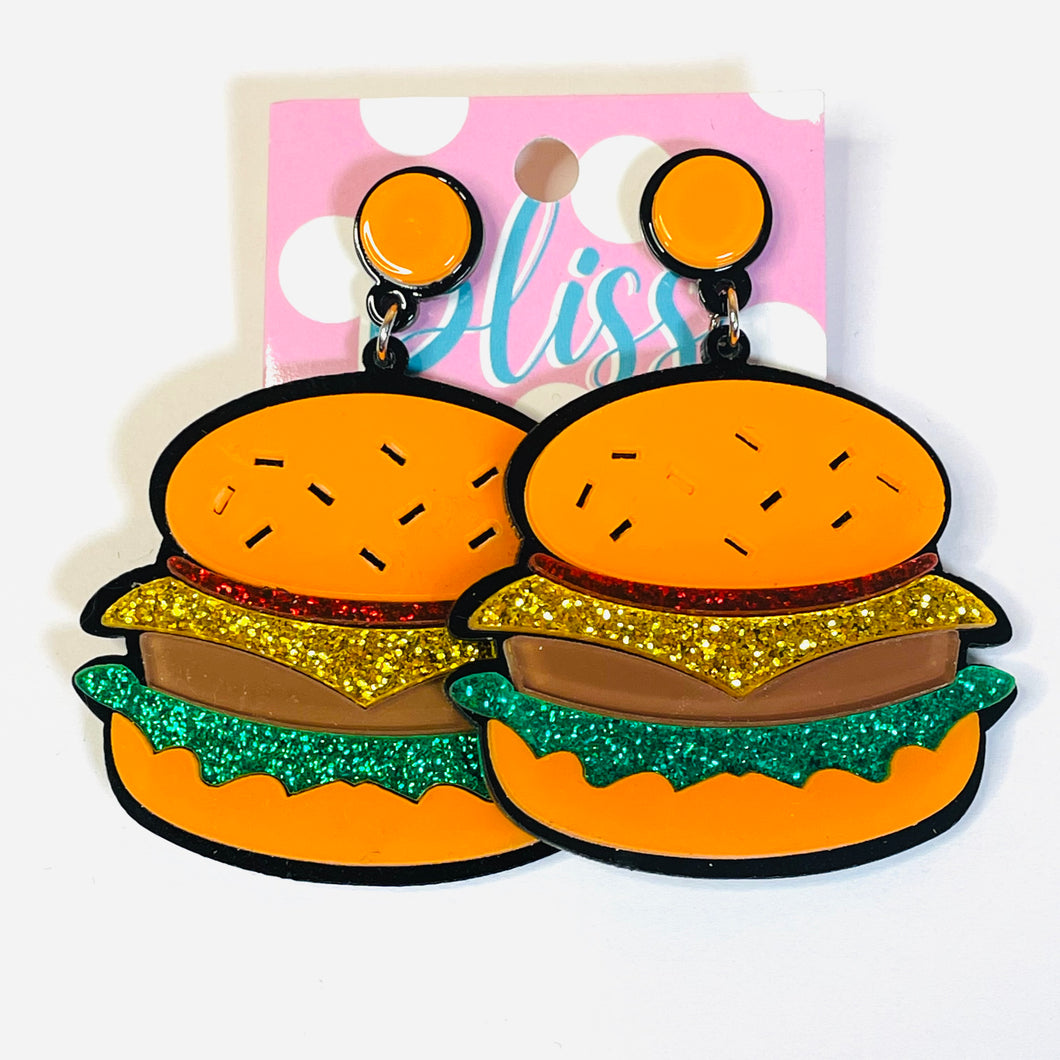 Hamburger Acrylic Statement Earrings