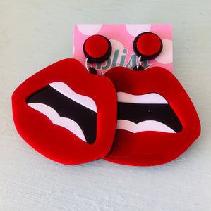 Red Lips Xtra Large Acrylic Statement Earrings