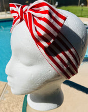 Load image into Gallery viewer, Headband Red with White Stripes
