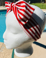 Headband Red with White Stripes