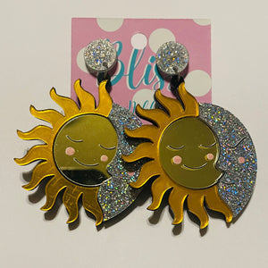 Sun and Moon Acrylic Statement Earrings
