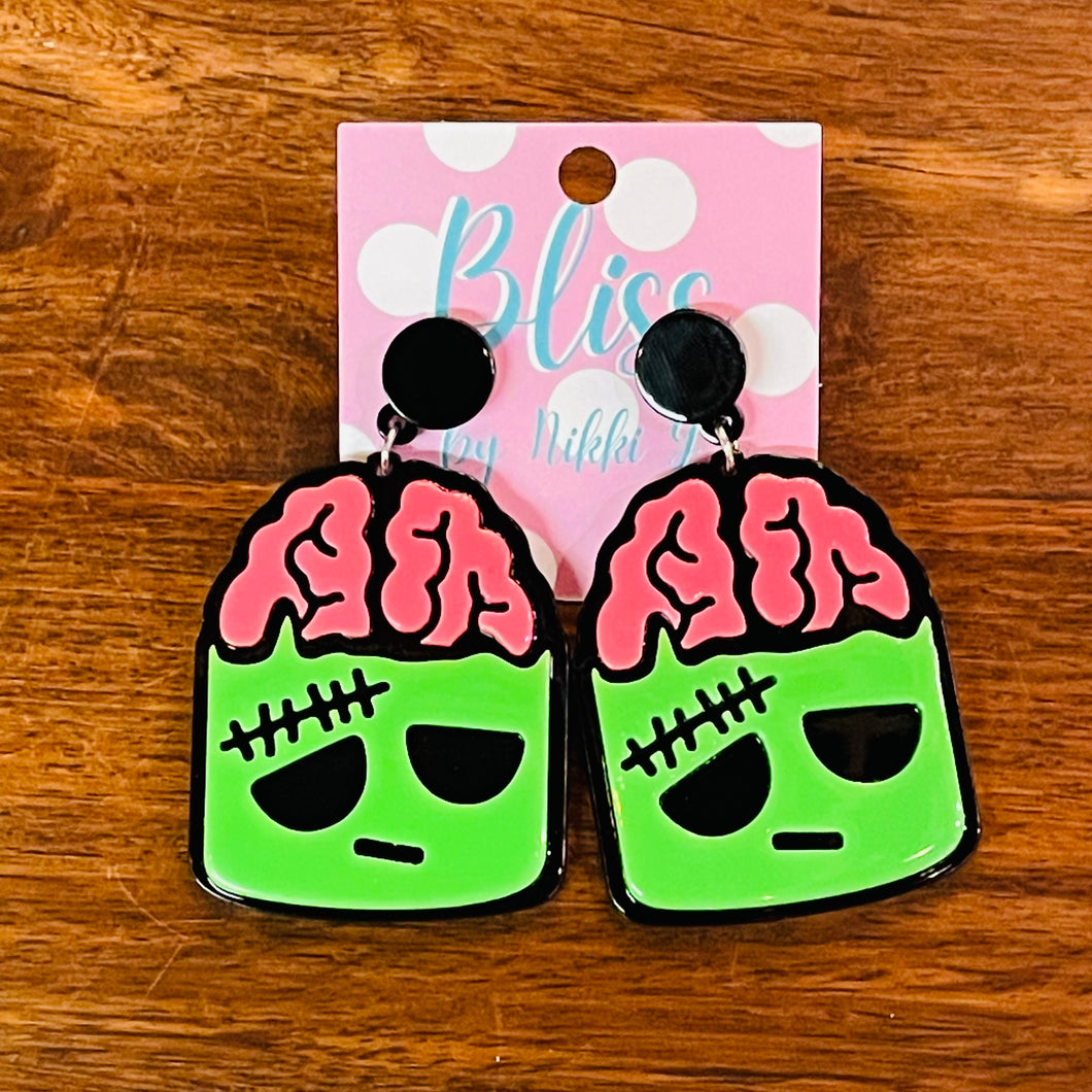 Cutie Zombie Brains Acrylic Statement Earrings