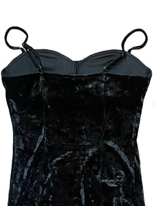 Black Bustier Style Velvet Mini Dress