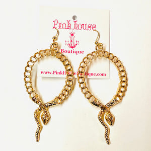 Gold Looped Snake Earrings