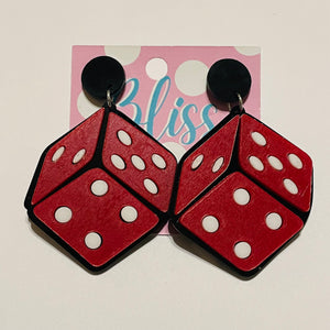 Red Dice Acrylic Statement Earrings