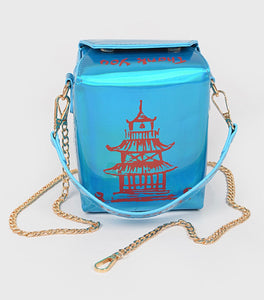 Blue Chinese Food To Go Box Clutch Purse