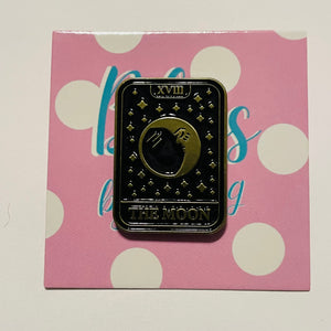 Black and Gold Moon Tarot Card Enamel Pin