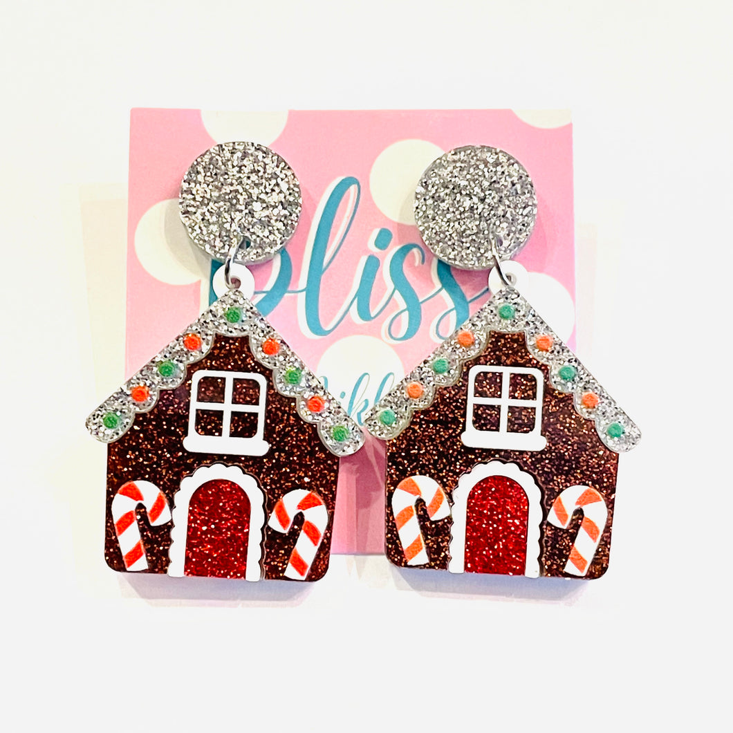Gingerbread House Acrylic Statement Earrings