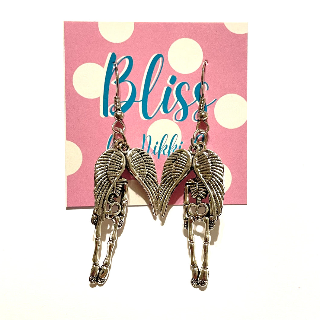 Winged Skeleton Statement Earrings