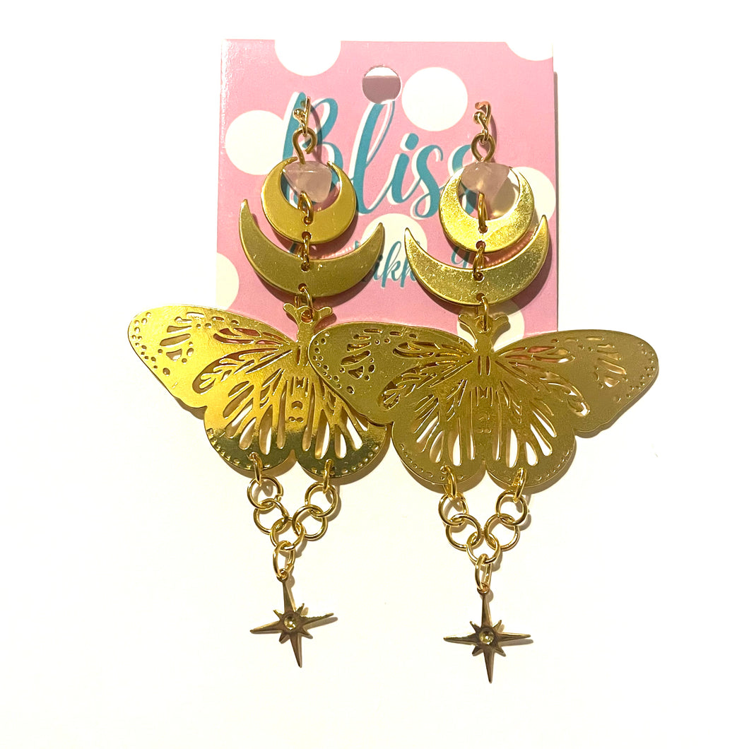 Moths and Horns Statement Earrings