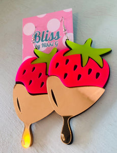 Juicy Strawberry Xtra Large Acrylic Statement Earrings