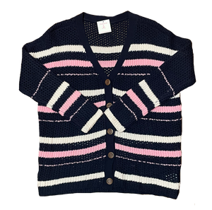 Navy and Pink Stripe Cardigan