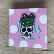 Cactus in Skull Planter Enamel Pin