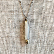 Load image into Gallery viewer, Double Blade Slim White Mother of Pearl Miniature Pocket Knife Necklace
