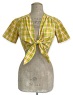Scout Yellow Plaid Tie Front Top