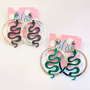 Encircled Snake Acrylic Statement Earrings- More Styles Available!